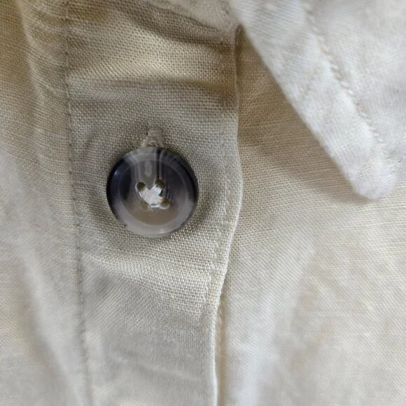 H&M Butter Yellow Linen Blend Long-Sleeve Button Down Shirt Small - Picture 3 of 8